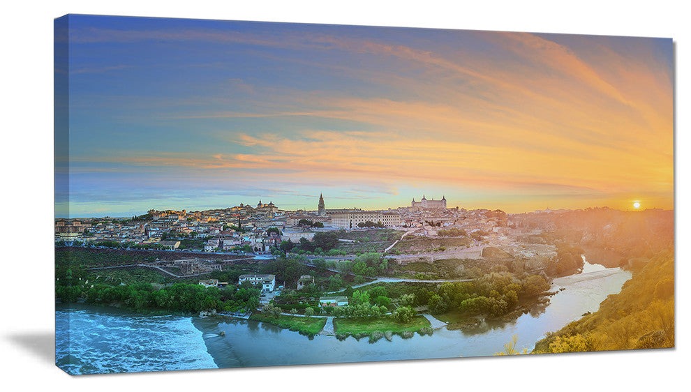 Hill over the Tagus River Spain, Landscape Canvas Art Print, 32"x16"
