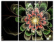 "Abstract Green Fractal Flower" Digital Metal Wall Art, 3 Panels, 36"x28"