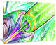 Green Blue Fractal Stained Glass, Abstract Wall Art Canvas, 20x12