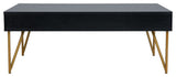 Safavieh Pine Two Drawer Coffee Table, Black/Gold