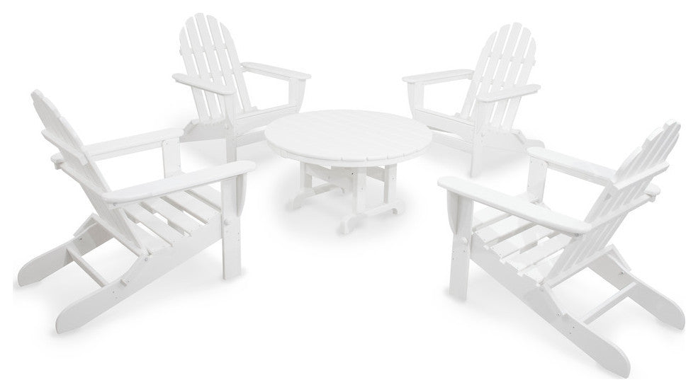 Ivy Terrace Classics 5-Piece Folding Adirondack Conversation Set, White