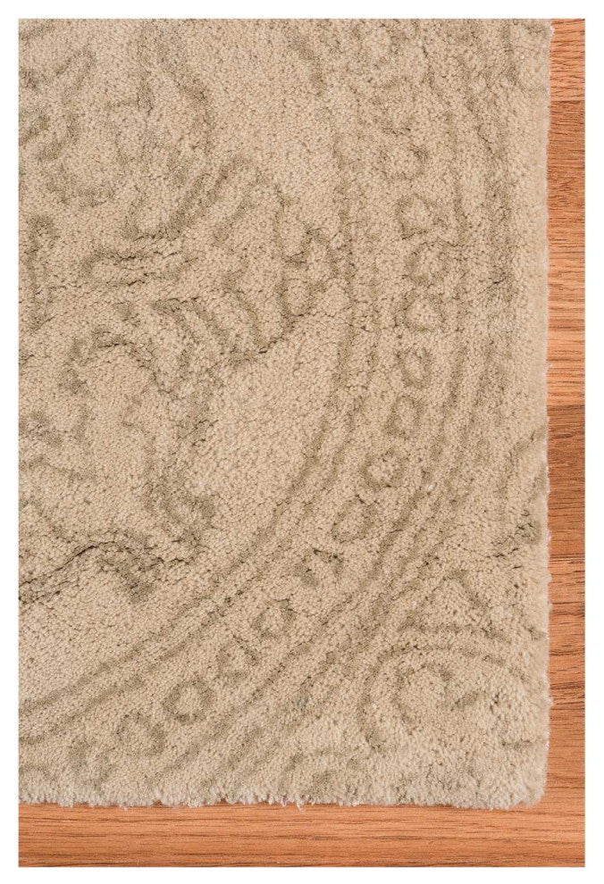 8" X11" X 0.5" Beige Wool Area Rug