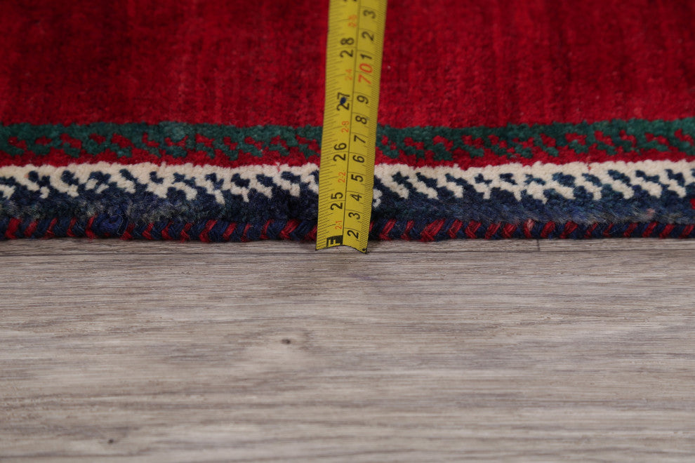 Vintage-Style Hand-Knotted Novelty Traditional Persian Area Rug, Red, 5'6"x4'2