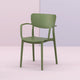 Lisa Outdoor Dining Arm Chair, Set of 2, Olive Green