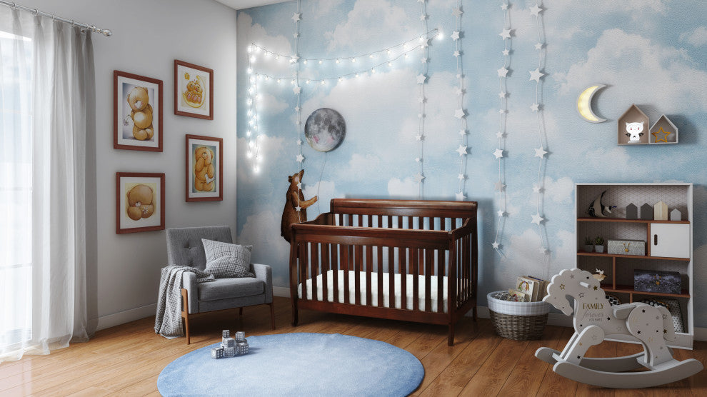 Baby Mile Eve 4-in-1 Convertible Crib With Guardrail, Espresso