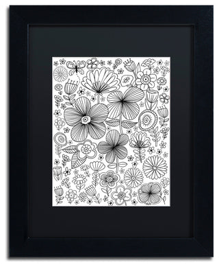 Elizabeth Caldwell 'Butterfly Blooms' Art, Black Frame, Black Mat, 11x14