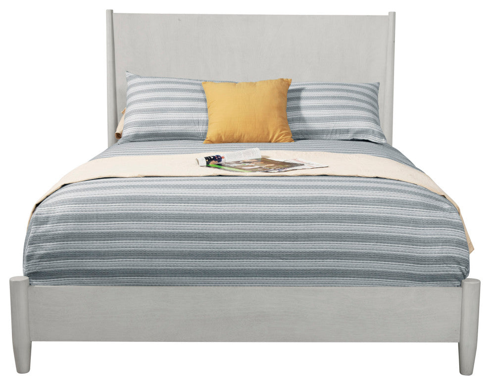 Flynn Mid Century Modern Queen Panel Bed, Gray
