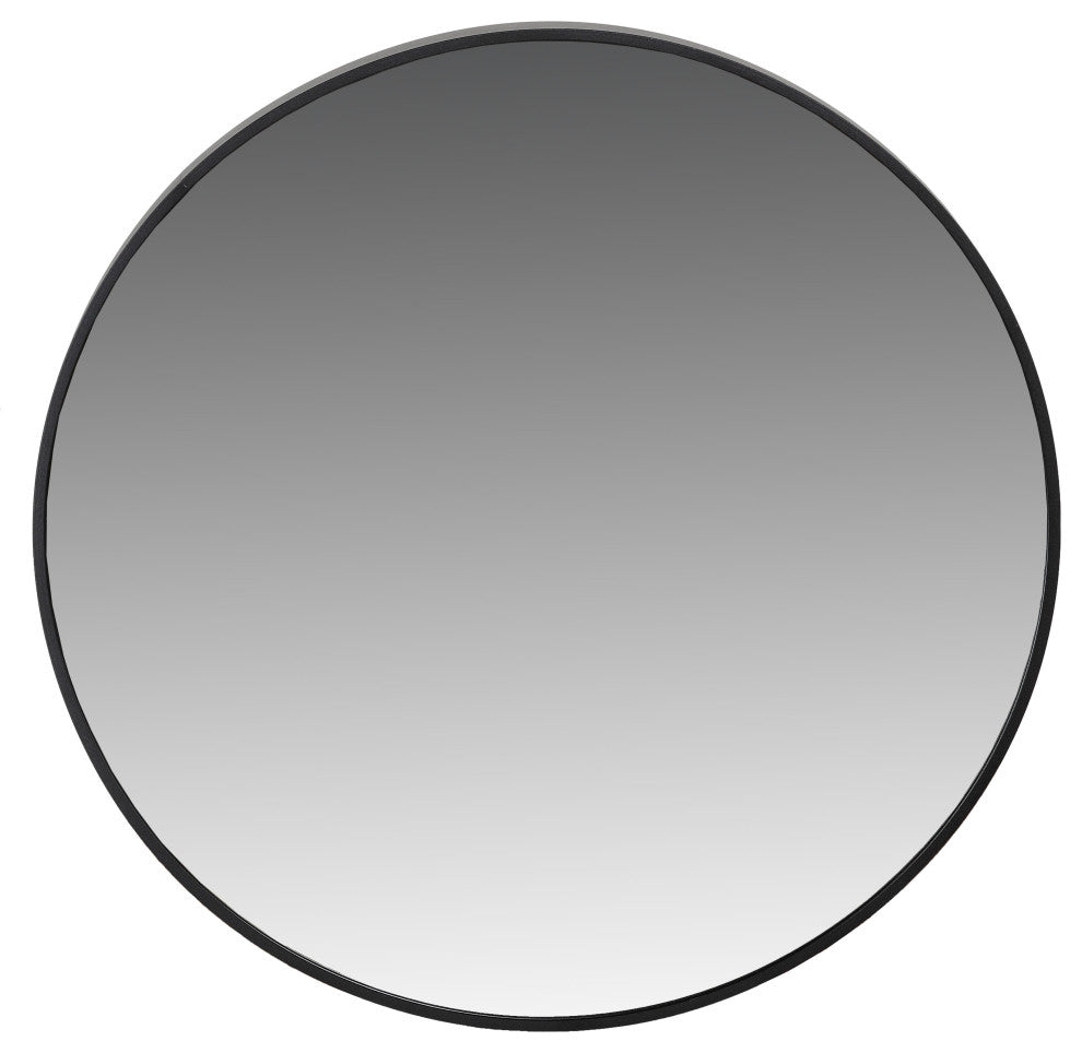 Cortesi Home Opra Mirror, Round 24" With Brushed Black Metal Frame