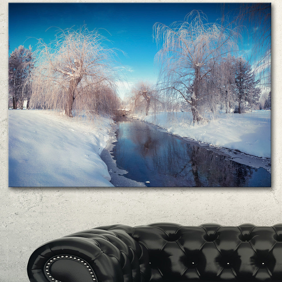 Amazing Winter in City Park, Large Landscape Canvas Art Print, 60"x28"