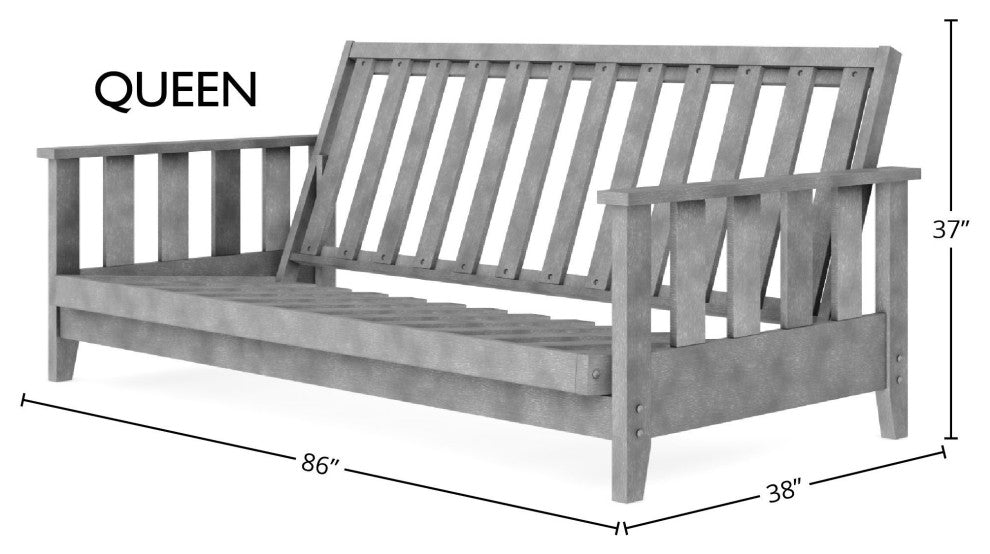 Canby Wall Hugger Futon Frame, Smokey Gray, Queen, Canby