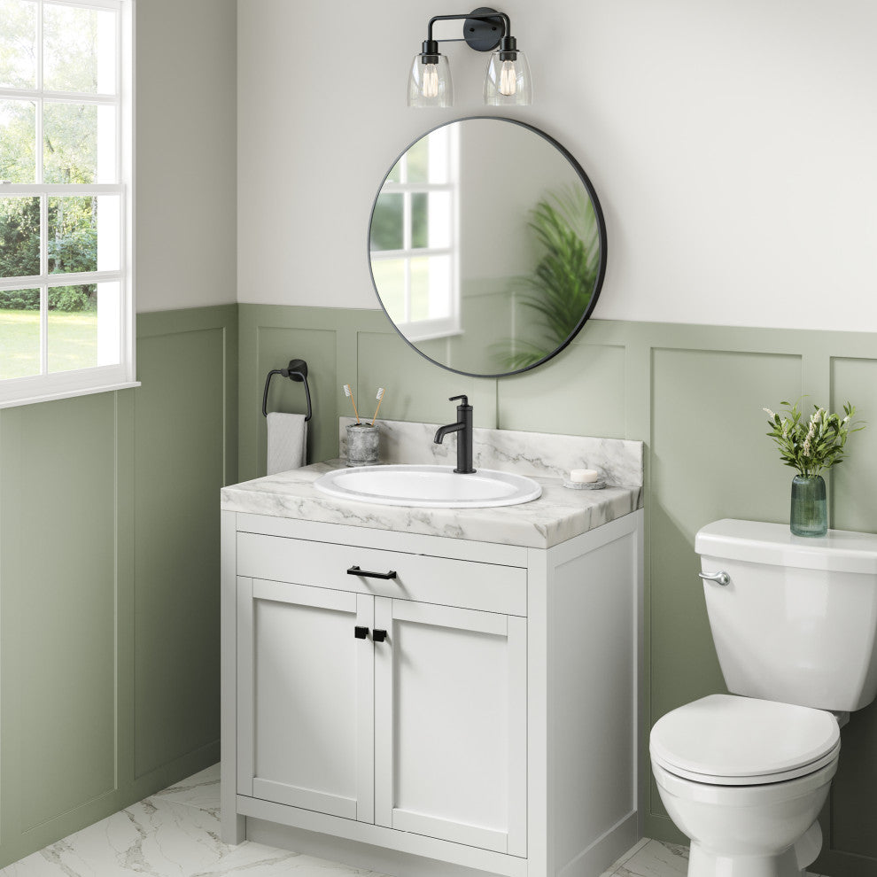 KRAUS Elavo 22 in. Oval Porcelain Ceramic Self-Rimming Drop, Bathroom Sink