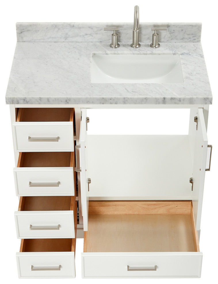 Ariel Stafford 37" Single Right Offset Rectangle Sink Bathroom Vanity