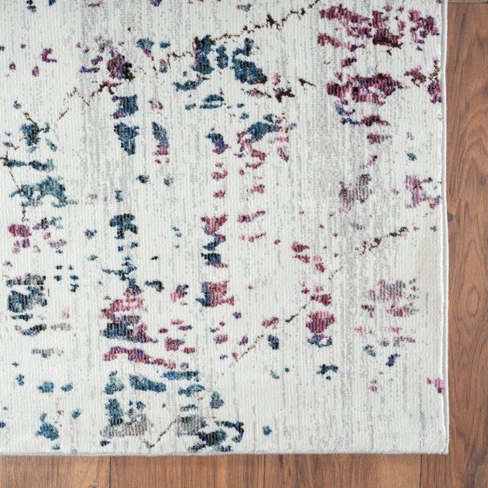 8'x10' White Abstract Marble Area Rug