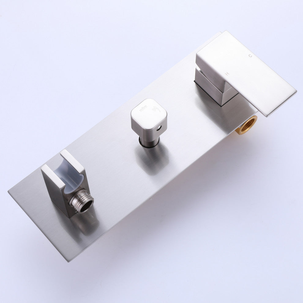 Wall Mounted Pressure Balanced Roman Tub Faucet with Hand Shower, Brushed Nickel