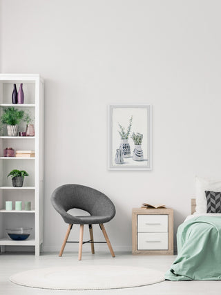 "Ceramic Patterned Vases" Framed Painting Print, 8"x12"