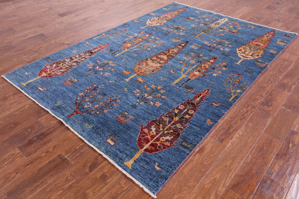 5' 9" X 8' 4" Persian Gabbeh Tribal Handmade Wool Rug Q5316