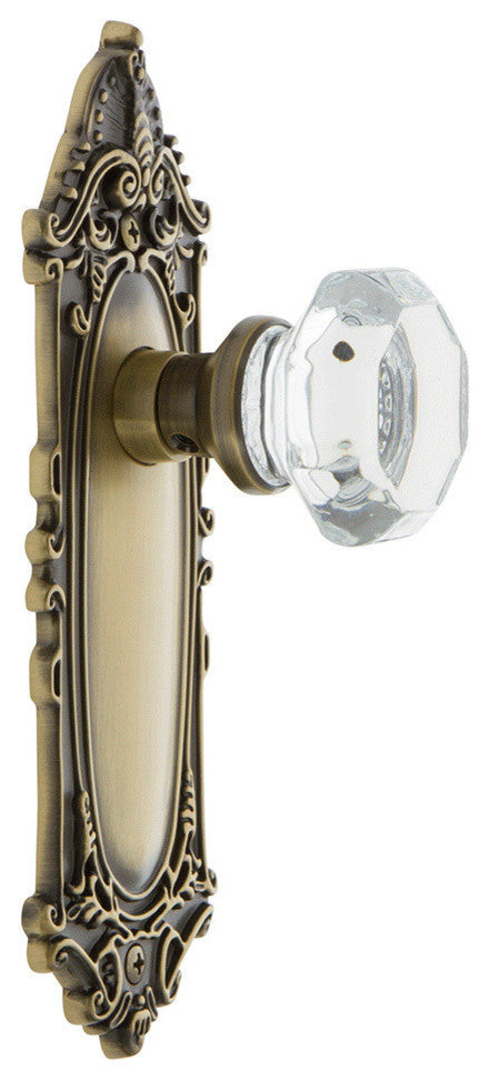 Victorian Plate Passage Waldorf Door Knob, Antique Brass