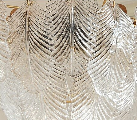 Uster | Glass Leaves Chandelier for Living Room, Transparent
