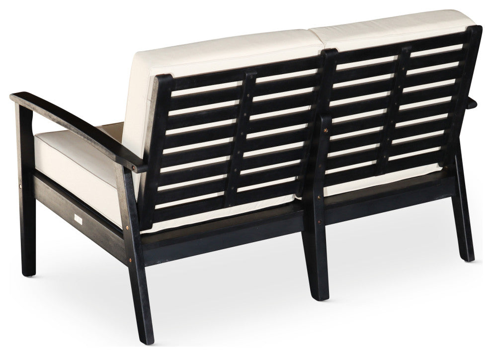 DTY Outdoor Living Longs Peak Eucalyptus Loveseat w/ Cushion, Espresso, Cream