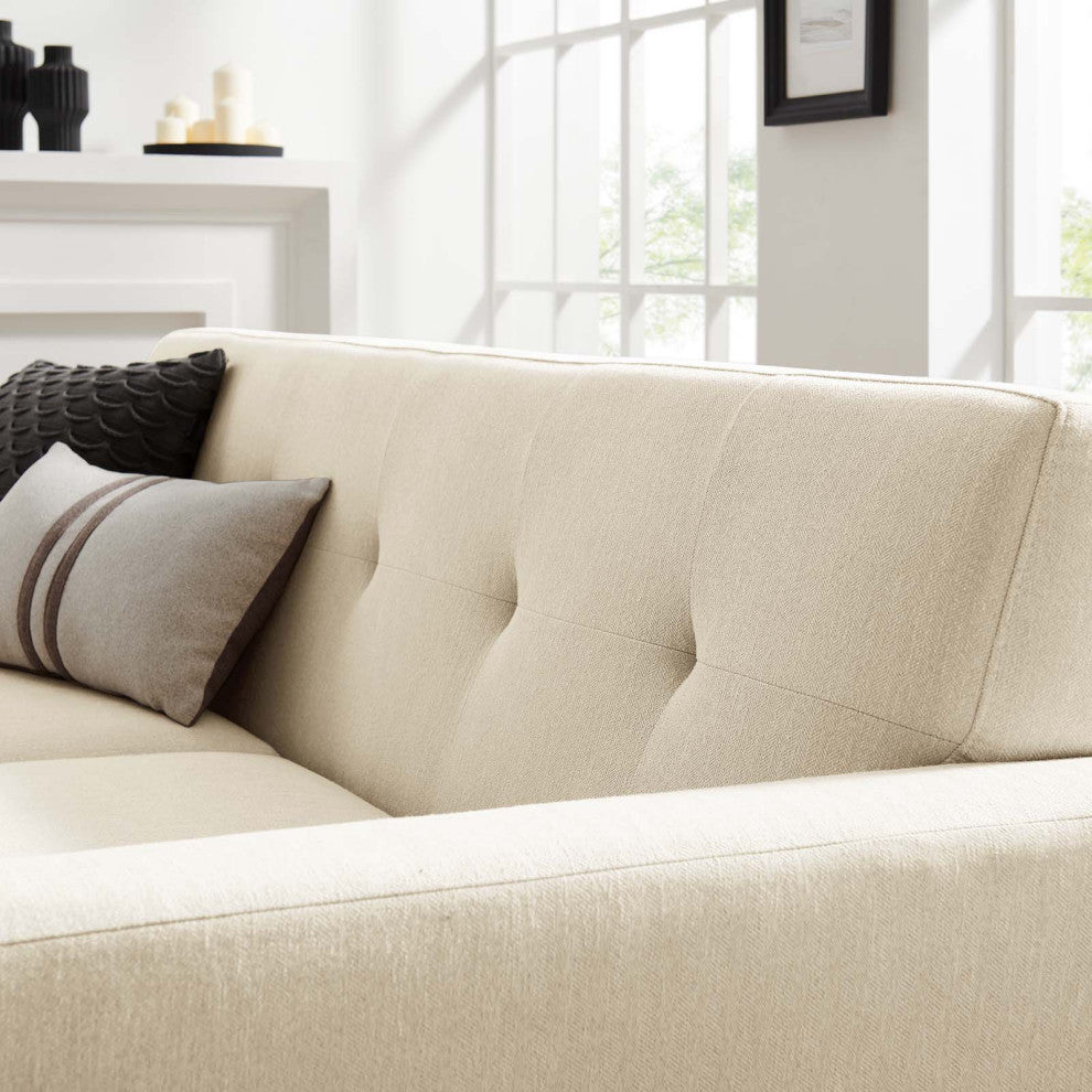Engage Herringbone Fabric Loveseat, Beige