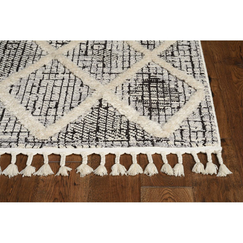 KAS Willow 1101 Charcoal Diamonds Area Rug, 5'3"x7'7"