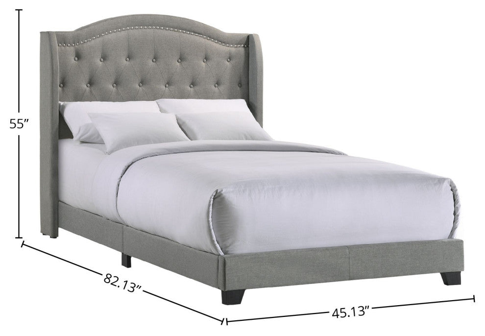 Kent Rhyan Upholstered Platform Bed, Gray, Full