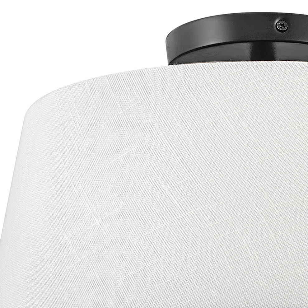Lark Beale 14" Medium Flush Mount Ceiling Light, Black + White Linen