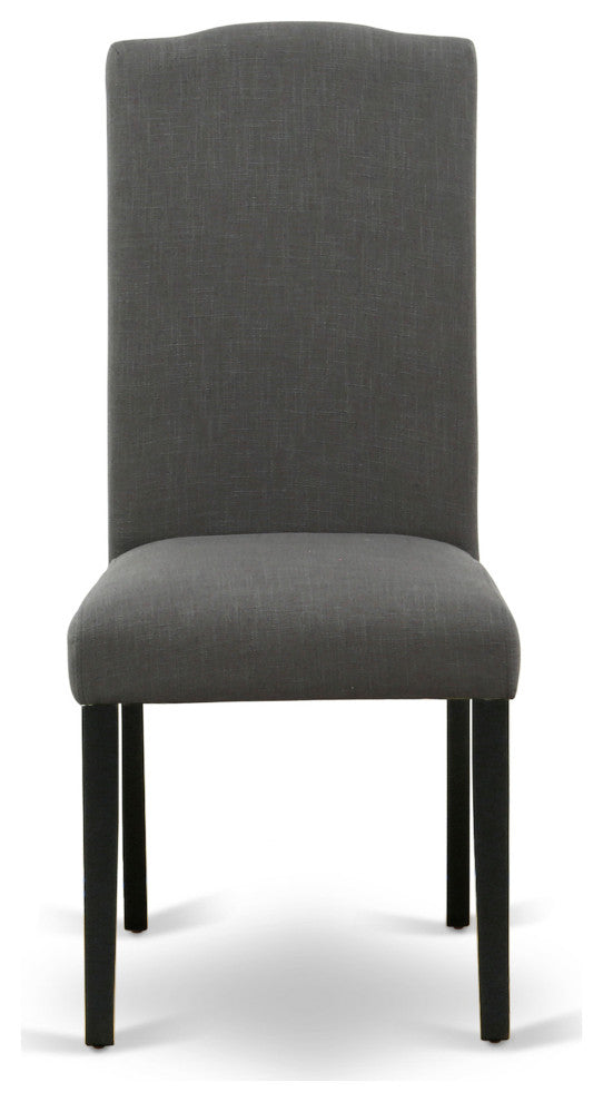 3Pc Round 42" Dinette Table, A Pair Of Parson Chair, Black Leg, Dark Gotham Grey