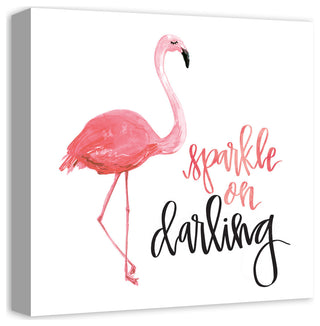 Flamingo Sparkle On Darling 16x16 Canvas Wall Art
