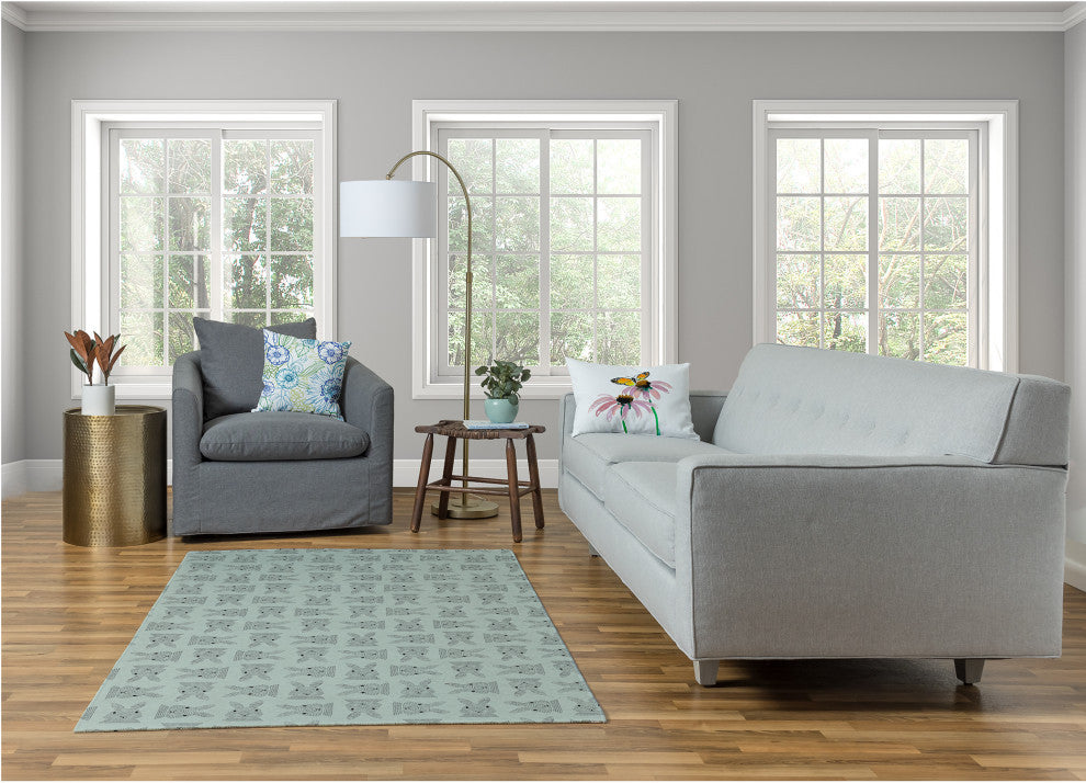 Criss Cross Bunnies Easter Chenille Rug, Breezeway Green, 4'x6'