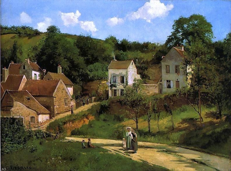 Camille Pissarro L-Hermitage at Pontoise, 21"x28" Wall Decal