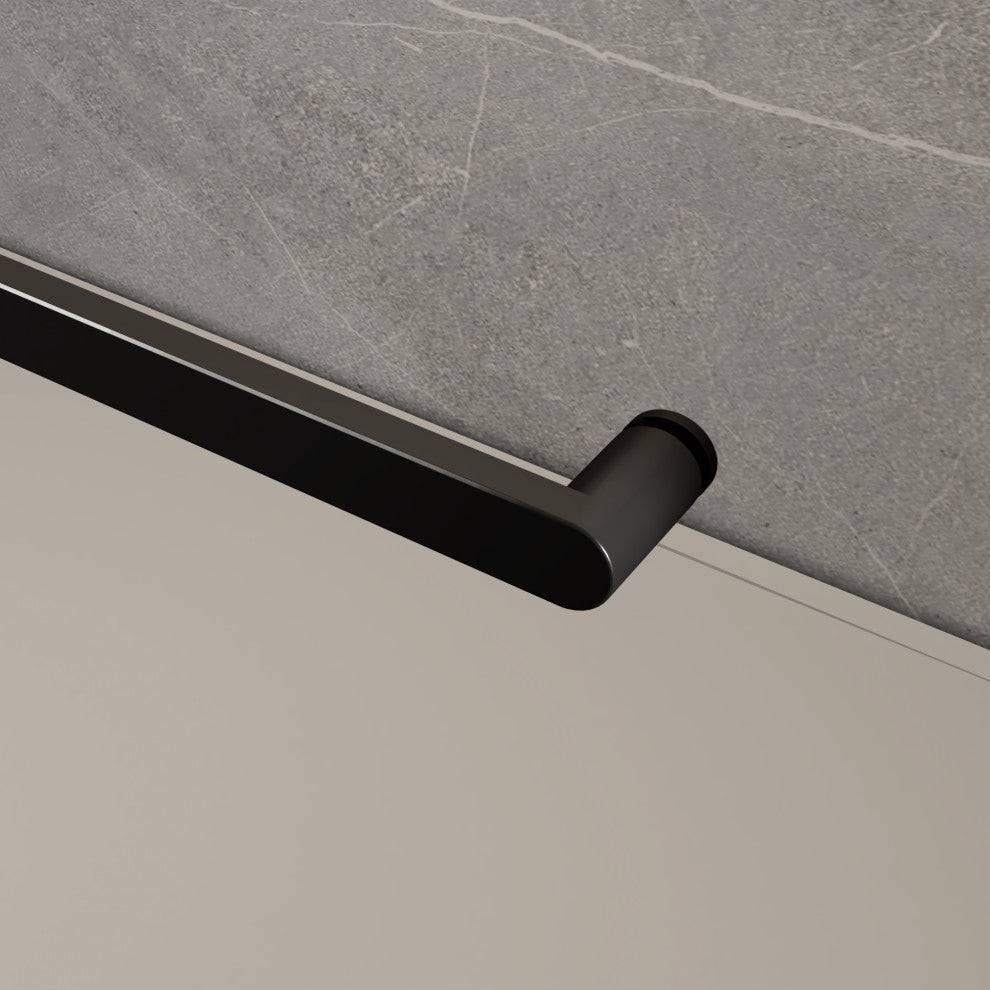 48" Frameless Sliding Shower Door, Matte Black, Soft-Closing