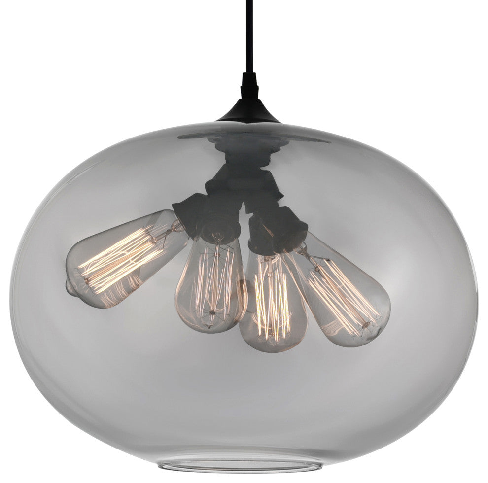 Glass Light Down Mini Pendant, Transparent Smoke, 16 Inches