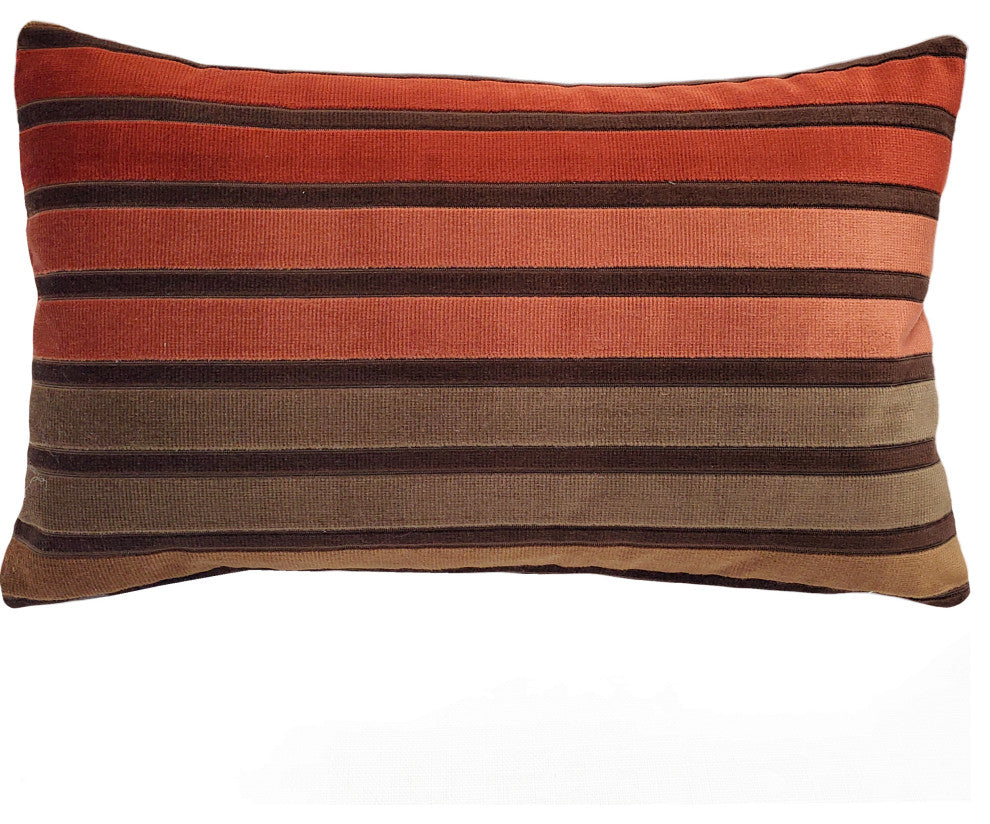 Canyon Stripes Velvet Throw Pillow 12x20