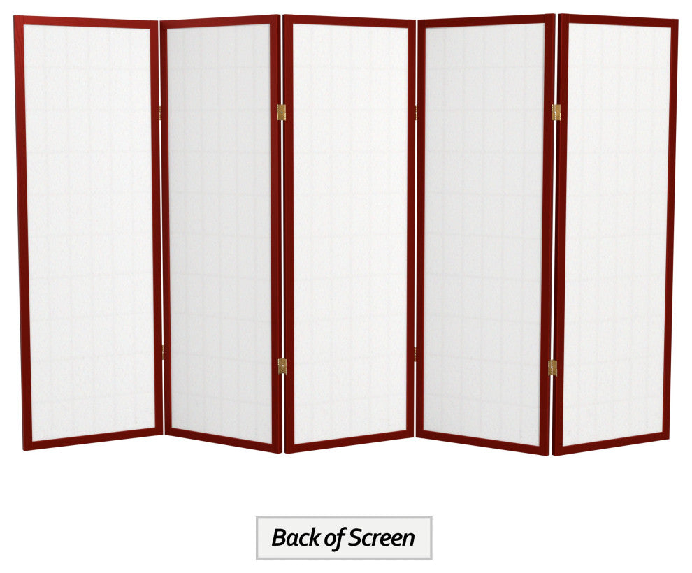 4' Tall Window Pane Shoji Screen, Rosewood, 5 Panels
