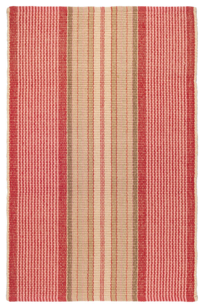 Dash & Albert Framboise Handwoven Cotton Rug, Red, Runner-2'6" x 12'