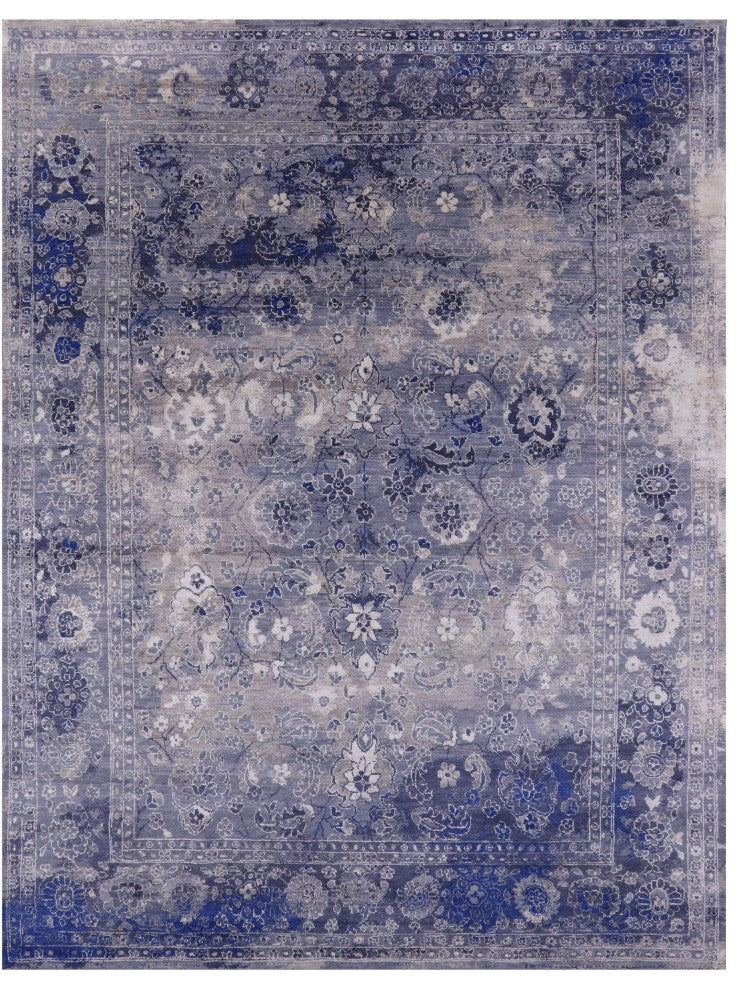 Hand-Knotted Persian Wool and Silk Rug 7' 11" X 10' 5" Q6253