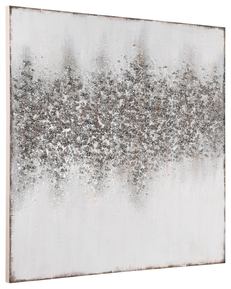Silver Dust Abstract Textured Metallic Hand Painted Wall Art by Martin Edwards