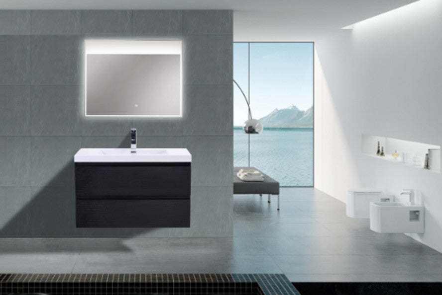 MOB 36" Wall Mounted Vanity With Reinforced Acrylic Sink, Black