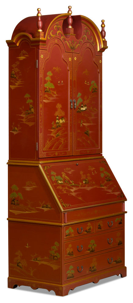 Chinoiserie French Motif Oriental Secretaire Desk - FREE Inside Delive