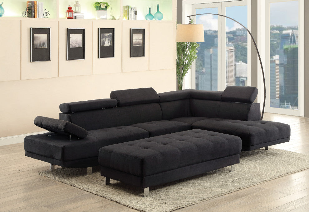 Milan Sectional, Black