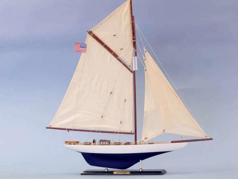 Wooden Defender Limited Model Sailboat, 25"