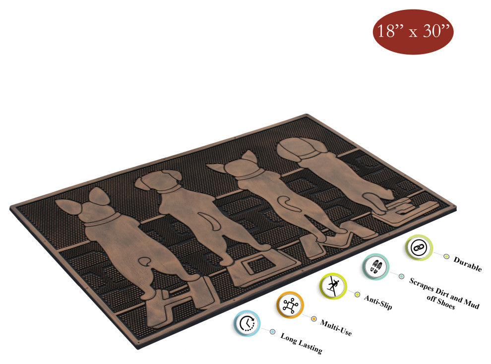 A1HC First Impression Dogs Home Rubber Mat, Beautifully Copper Finished 18"x30"