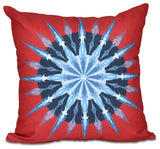 Sea Wheel, Geometric Print Pillow, Red, 20"x20"