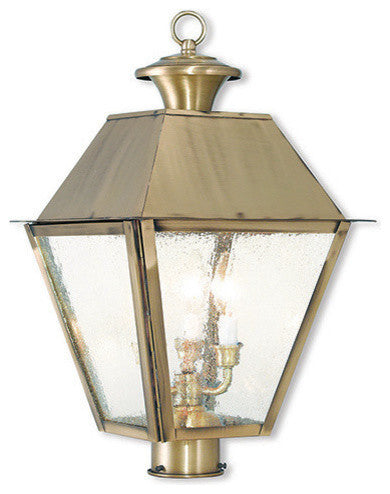 Mansfield Post-Top Lantern, Antique Brass