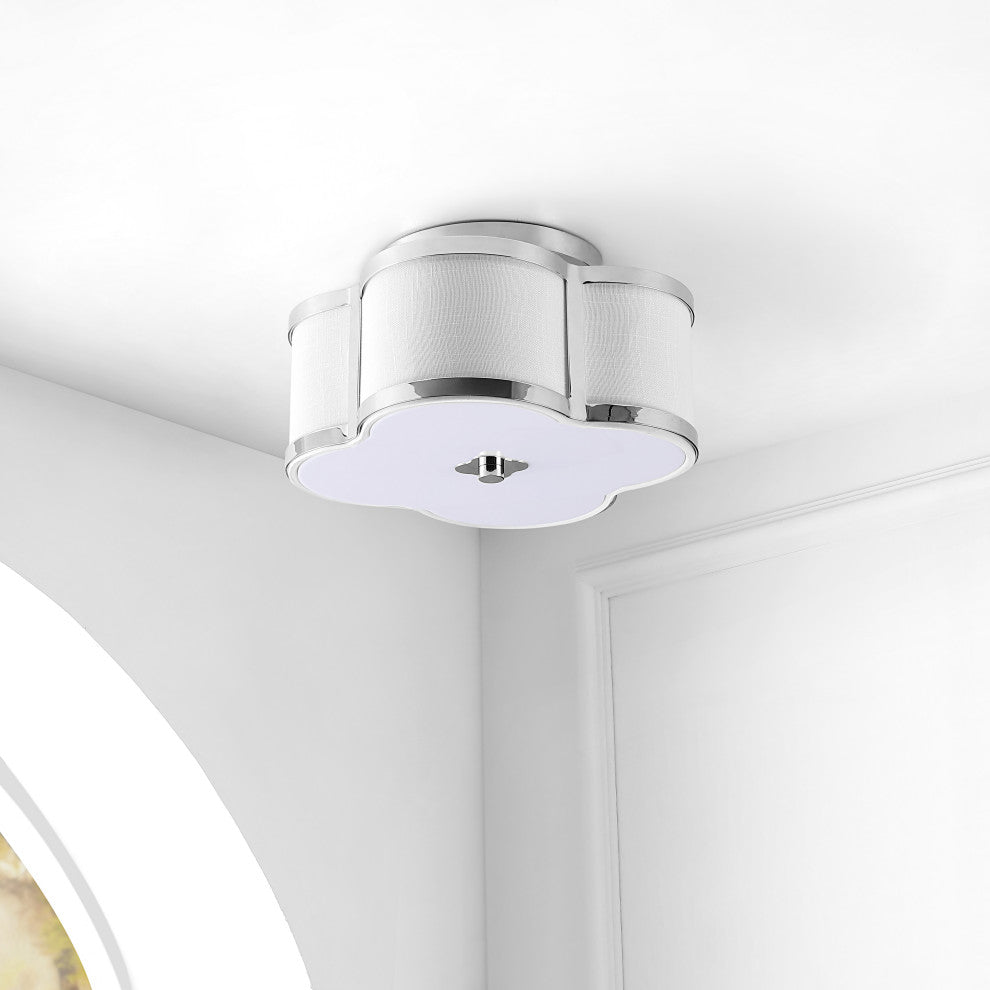 Quatrefoil 13" Scalloped Shade Metal Classic Glam LED Flush Mount, Chrome