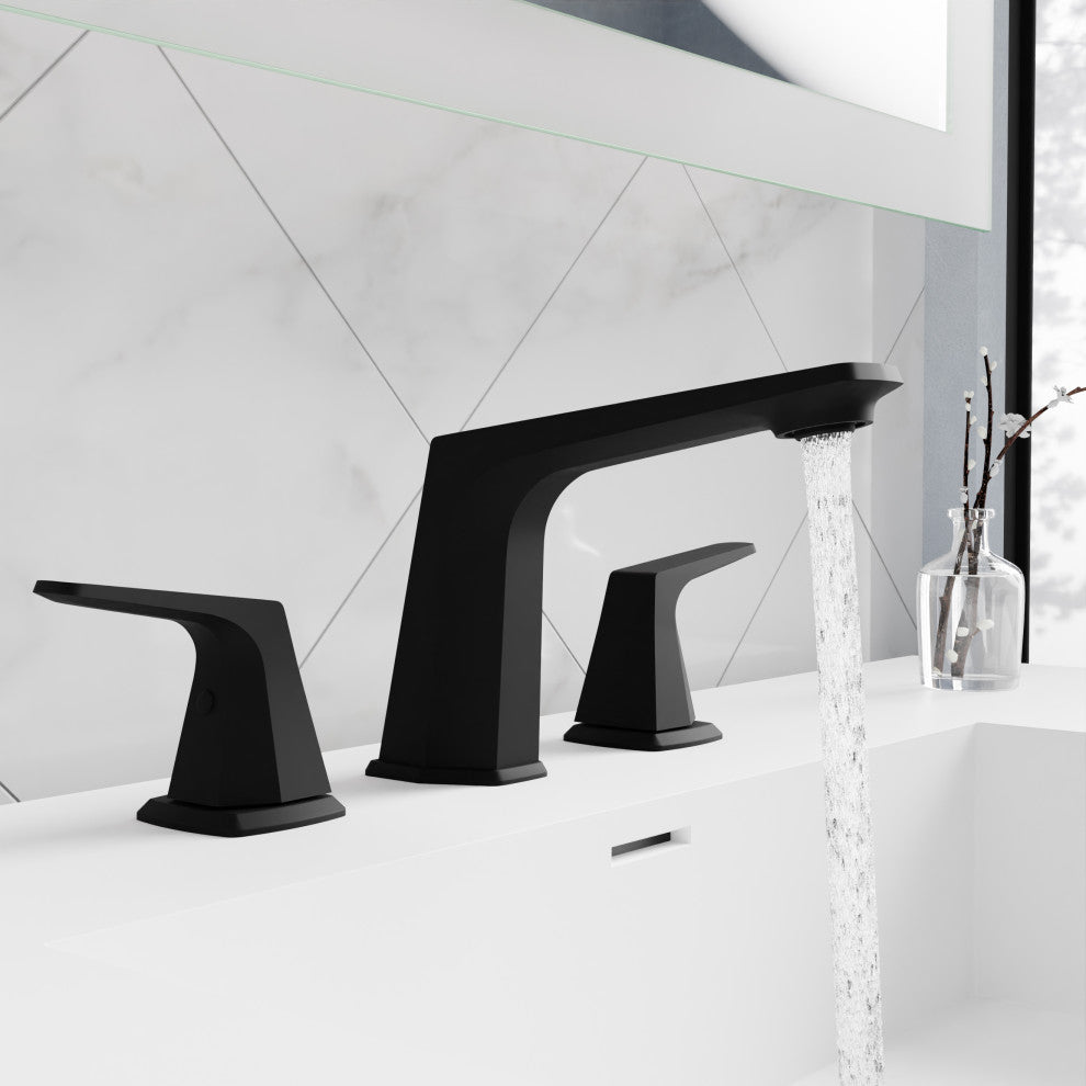 2-Handle 3-Hole Widespread Bathroom Faucet, Matte Black