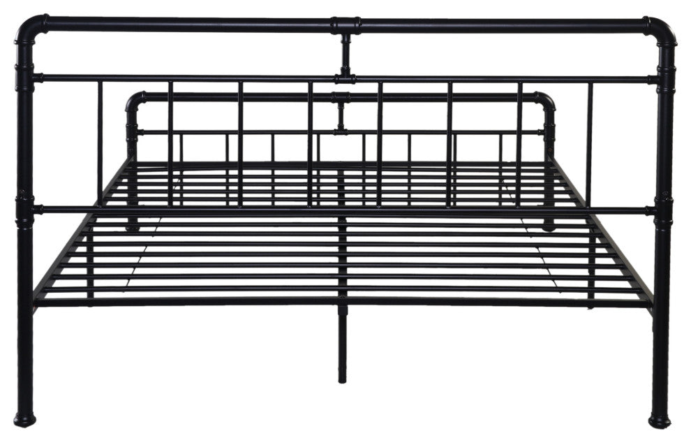 GDF Studio Sally Industrial Queen Iron Bed Frame, Black