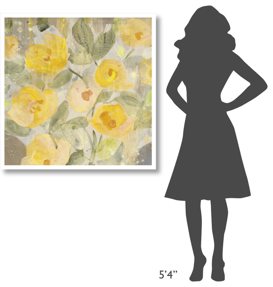 "Poppy Garden I Yellow Flowers" Digital Paper Print by Albena Hristova, 38"x38"