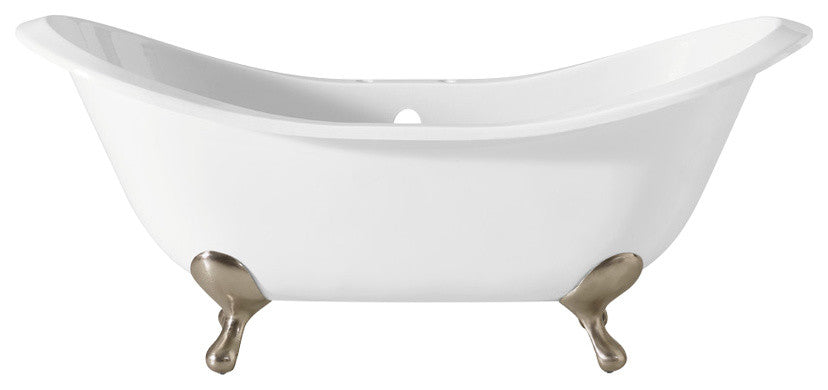 Cheviot Products Regency Cast Iron Bathtub With Faucet Holes, Brushed Nickel
